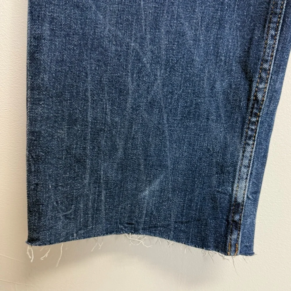 Loft Jeans Womens Size 12 31 Blue High Rise Waist Straight Crop Raw Hem NWT
